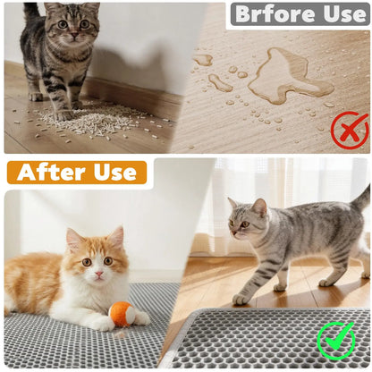 Double Layer Cat Litter Mat – Waterproof, Washable & Non-Slip Litter Trap