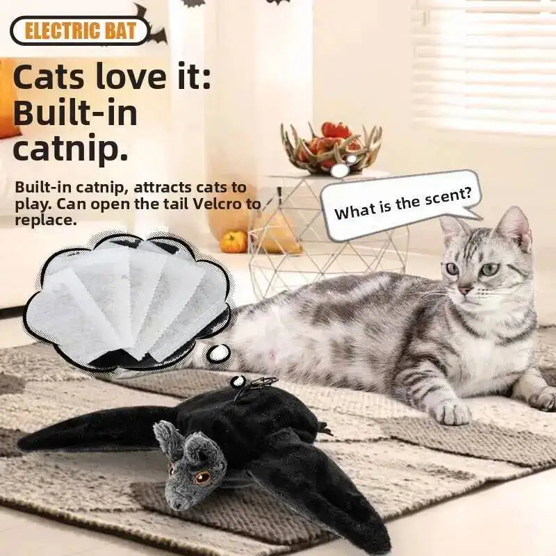 Interactive Flapping Bat Cat Toy – Rechargeable Chirping Plush Toy for Cats