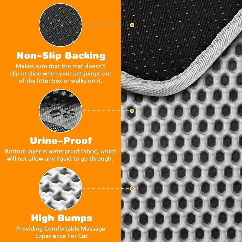 Heavy-Duty Cat Litter Mat – Waterproof Double-Layer Washable Floor Mat