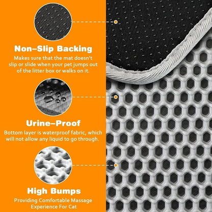 Heavy-Duty Cat Litter Mat – Waterproof Double-Layer Washable Floor Mat