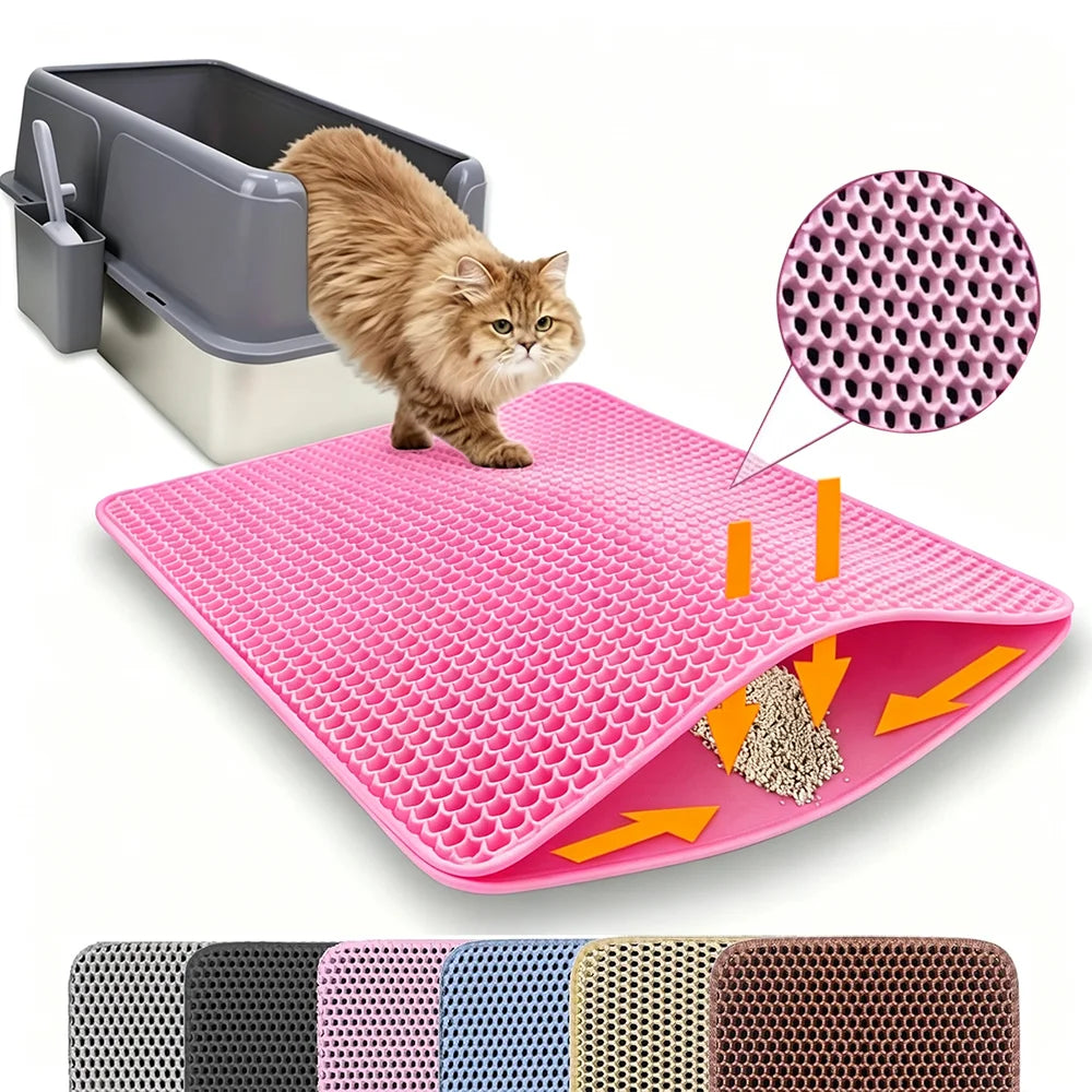 Double Layer Cat Litter Mat – Waterproof, Washable & Non-Slip Litter Trap
