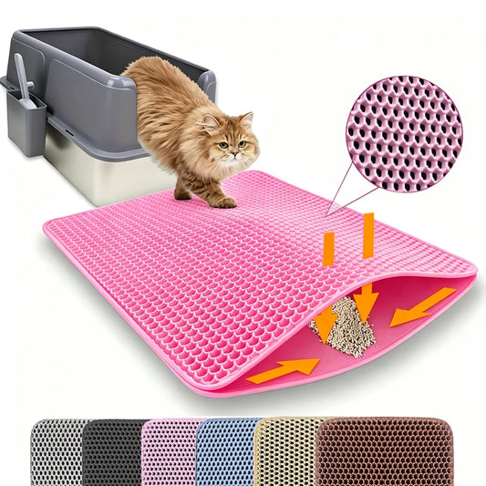 Double Layer Cat Litter Mat – Waterproof, Washable & Non-Slip Litter Trap