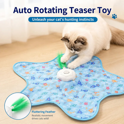 Automatic Interactive Cat Hunting Toy – Rotating Feather Chase Game