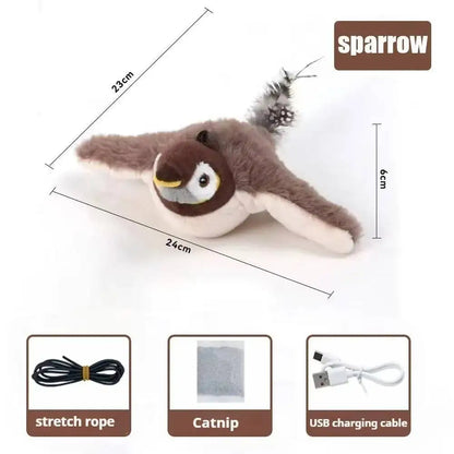 Interactive Flapping Bat Cat Toy – Rechargeable Chirping Plush Toy for Cats