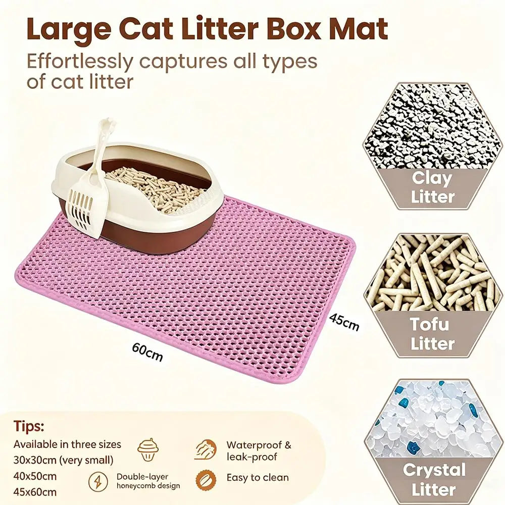 Double Layer Cat Litter Mat – Waterproof, Washable & Non-Slip Litter Trap