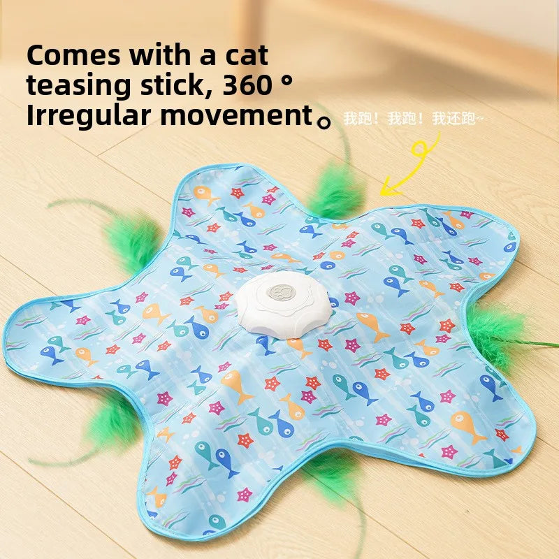 Automatic Interactive Cat Hunting Toy – Rotating Feather Chase Game