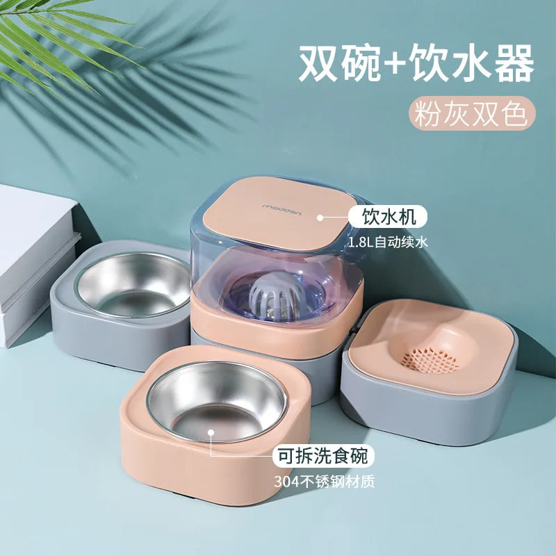 Automatic Pet Feeding & Watering Device – Detachable & Washable Food Bowl for Dogs & Cats