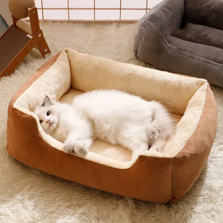 Soft Plush Cat Bed – Breathable Sleeping Cushion for Cats & Small Dogs