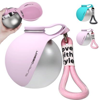 2-in-1 Portable Dog Water Bottle – Leak-Proof Stainless Steel Travel Bottle