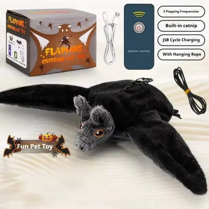 Interactive Flapping Bat Cat Toy – Rechargeable Chirping Plush Toy for Cats