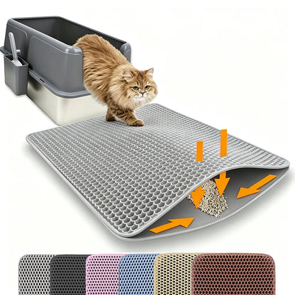 Double Layer Cat Litter Mat – Waterproof, Washable & Non-Slip Litter Trap