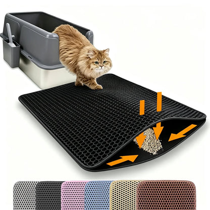 Double Layer Cat Litter Mat – Waterproof, Washable & Non-Slip Litter Trap