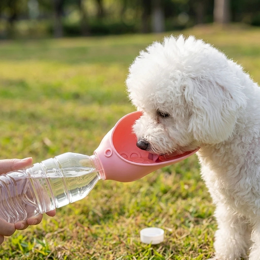 Foldable Silicone Pet Water Bottle – Portable Travel Dispenser for Dogs & Cats