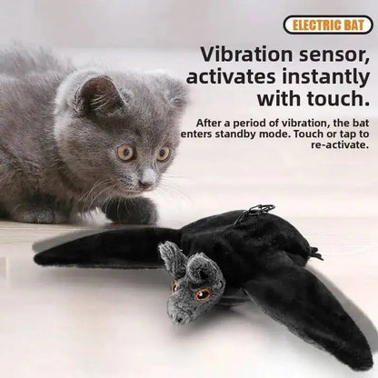 Interactive Flapping Bat Cat Toy – Rechargeable Chirping Plush Toy for Cats